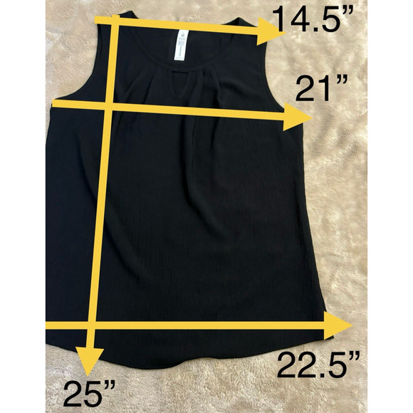 Black Sleeveless Women Black Top Size L 95% Polyester 5% Spandex - Picture 6 of 6